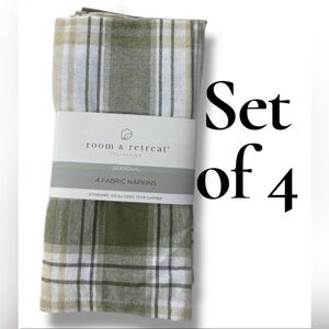 New Farmhouse Plaid Dinner Napkins 18x18 Set of 4 100% Cotton